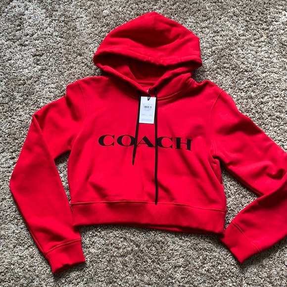 Coach | Tops | Red Coach Cropped Hoodie Size Xs Nwt | Poshmark
